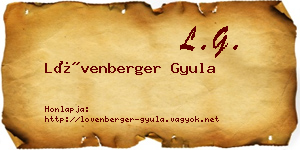 Lövenberger Gyula névjegykártya
